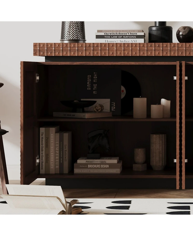 Streamdale Modern 4-Door Sideboard Buffet Cabinet (Brown)