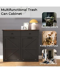 Streamdale Farmhouse Black Double Tilt Out Trash Cabinet w/ Drawer
