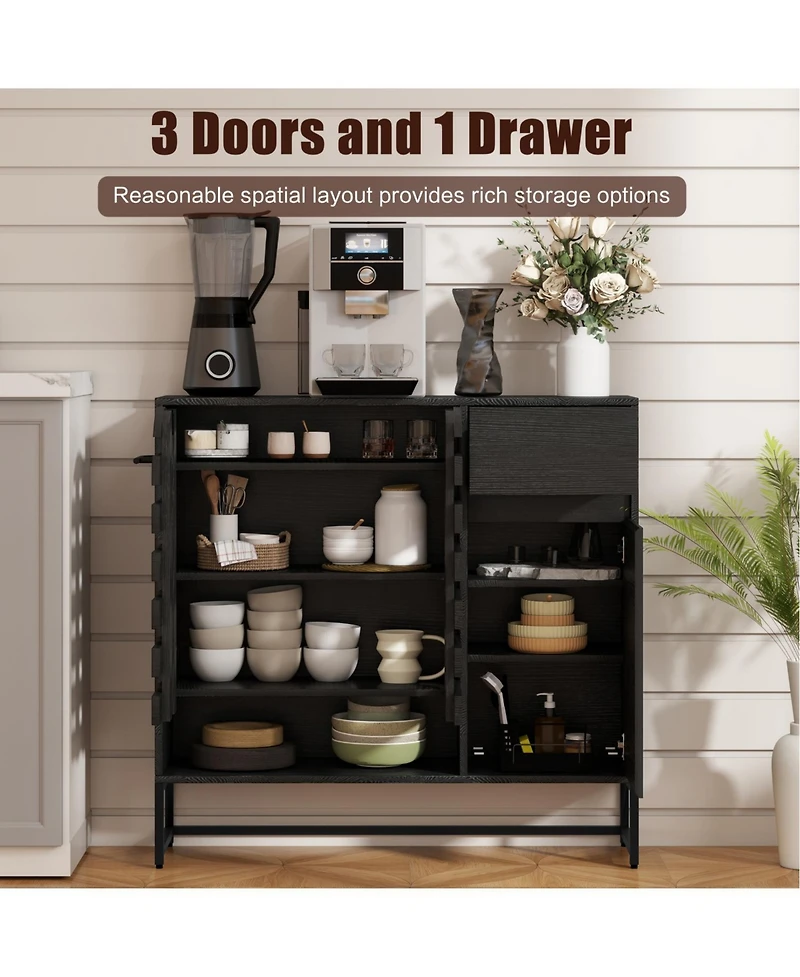 Streamdale Black Woven Door Accent Cabinet - Kitchen/Living/Dining