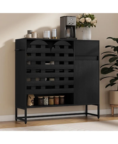 Streamdale Black Woven Door Accent Cabinet - Kitchen/Living/Dining