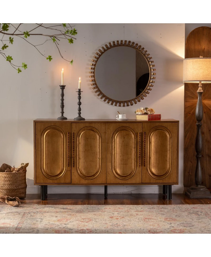 Streamdale Sideboard Buffet Cabinet - Wood Kitchen Cabinet, Handleless 4-Door Console