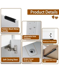 Streamdale 72" White Vanity Combo: 4-Storage & 2-Wall Cabinets, Soft Close