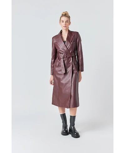 Grey Lab Women's Leather Trench Coat