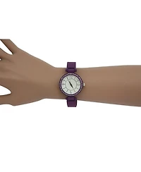 Purple Solid Colors And Rhinestone Detail Bangle Watch