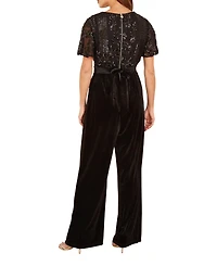 Yumi Women's Wrap Sequin Embellished Velvet Jumpsuit