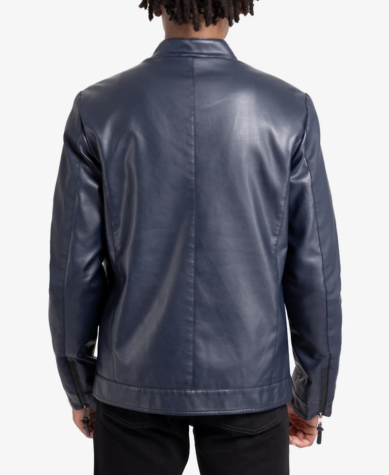 Xray Men's Pu Racer Jacket With Faux Shearling Lining