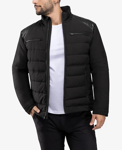 Xray Men's Puffer Jacket With Pu Shoulder