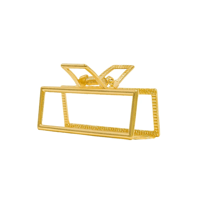 Headbands of Hope Medium Rectangle Claw Clip – Gold Metal