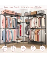 Streamdale Heavy Duty Adjustable Clothes Rack w/ 6 Shelves & 3 Rails - Black