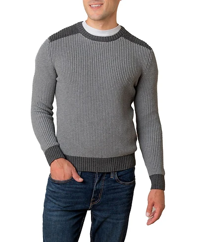 Hope & Henry Men's Organic Crew Neck Shoulder Detail Sweater