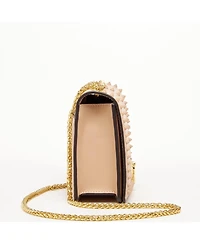 Leather Crossbody Purse Shoulder Bag with Gold Chain Strap Evening Clutch Style