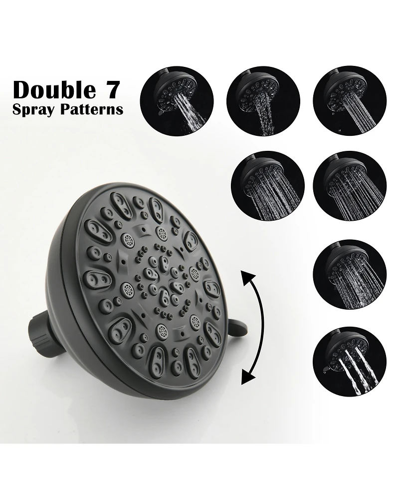 Rainsken High Pressure 48-Settings Shower Head with Handheld Shower,Adjustable Height Slide Bar Dual Shower Head Combo Set