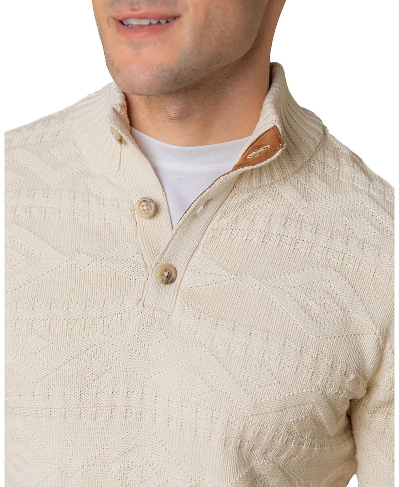 Hope & Henry Men's Organic Mock Neck Cable Sweater