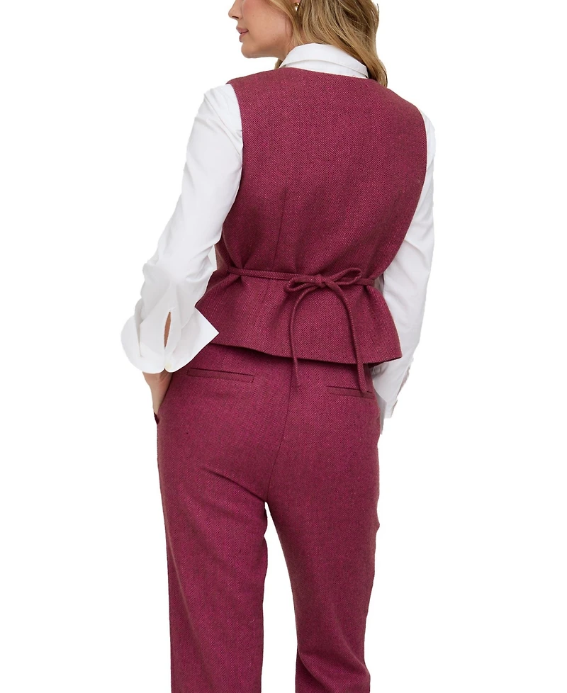 Lily and Lionel London Women's Pandora Tailored Herringbone Print Waistcoat