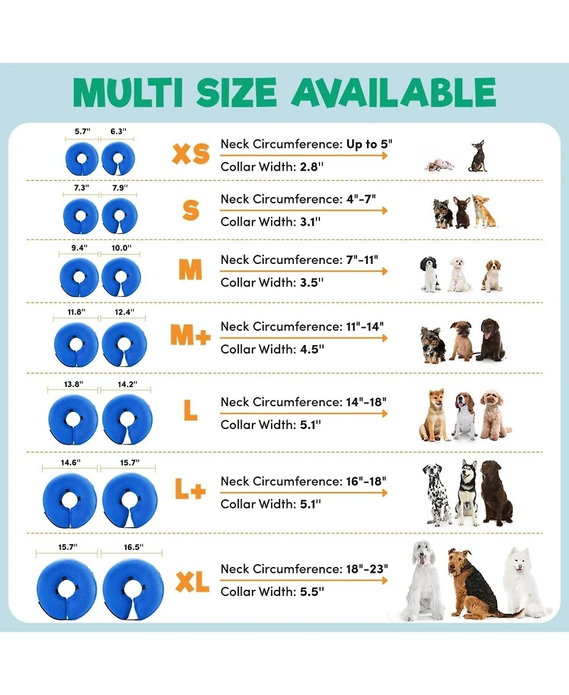 Bencmate Inflatable Dog Cone Collar Alternative Soft Recovery ECollar Donut