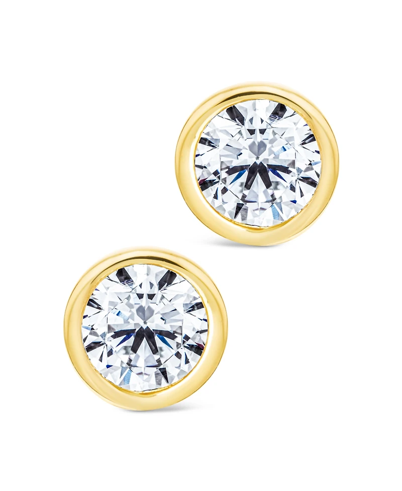 Sterling Forever Sterling Silver Round Cut Bezel Set Stud Earrings
