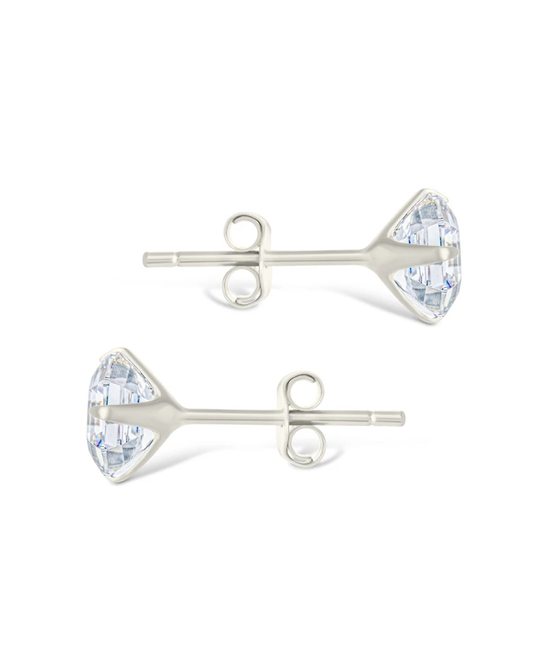 Sterling Forever Sterling Silver Asscher Cut Prong Set Stud Earrings