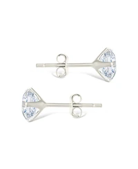 Sterling Forever Sterling Silver Asscher Cut Prong Set Stud Earrings