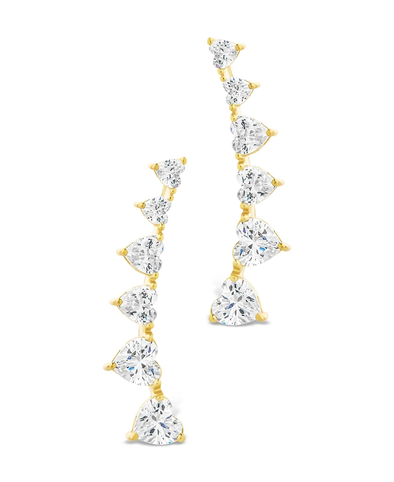 Sterling Forever Silver Jillian Cz Heart Crawler Studs