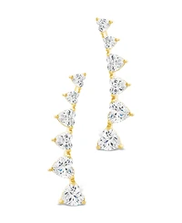 Sterling Forever Silver Jillian Cz Heart Crawler Studs