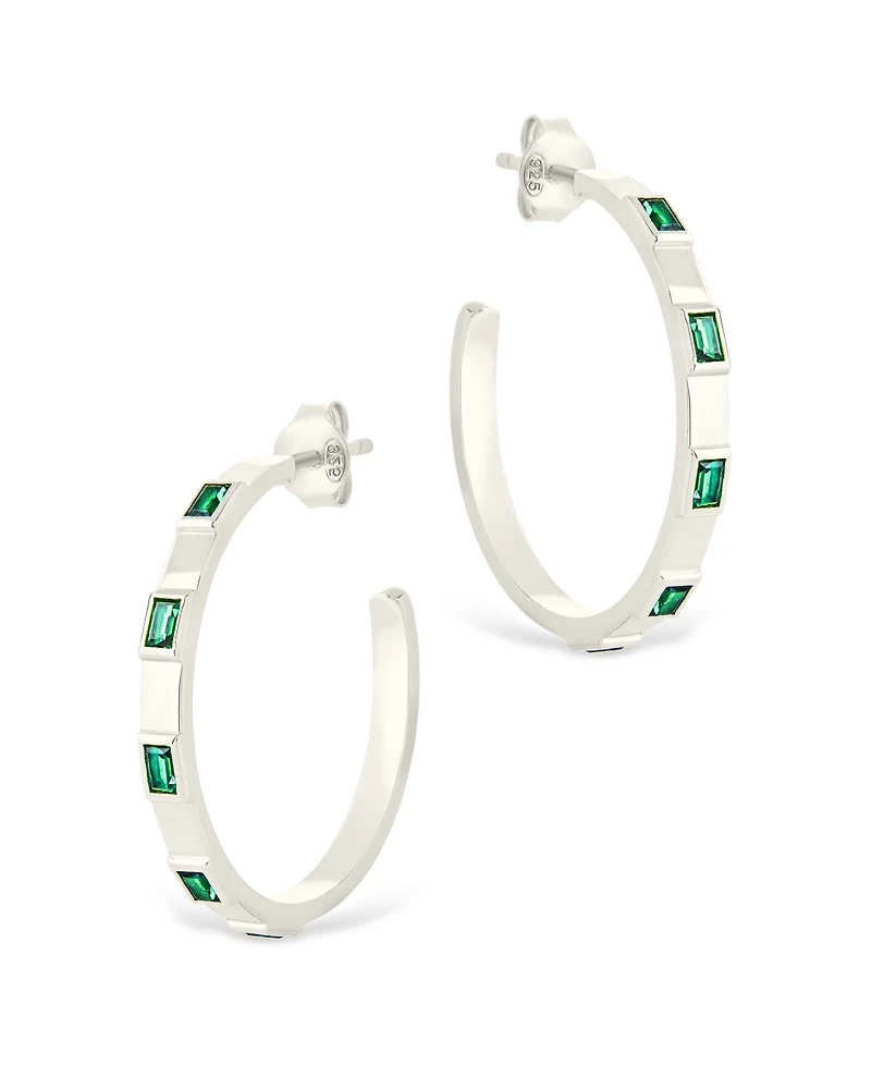 Sterling Forever Sterling Silver Asher Flat Polished Hoops