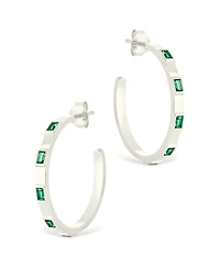 Sterling Forever Sterling Silver Asher Flat Polished Hoops