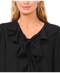 CeCe Women's Ruffle Tie V-Neck Top