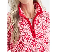 Style & Co Petitte Lace Knit Mock Neck Sweatshirt, Macy's Exclusive
