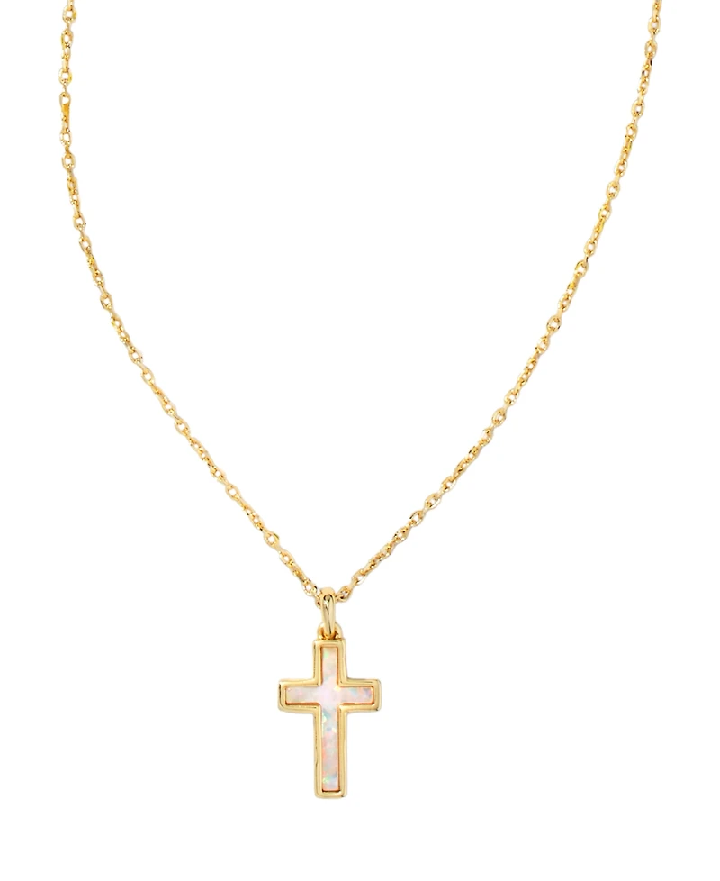 Kendra Scott Kyocera Opal 14K Gold-Plated Boxed Cross Pendant Necklace