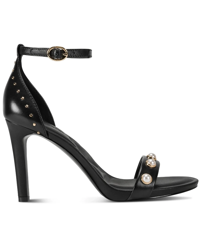 Karl Lagerfeld Paris Women's Kenz Pearl Ankle Strap Sandals