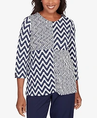 Alfred Dunner Plus Saratoga Springs Textured Panel Spliced Knit Top