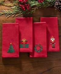 Elrene Holiday 4-Pc. Embroidered Napkin Set, 17" x 17"