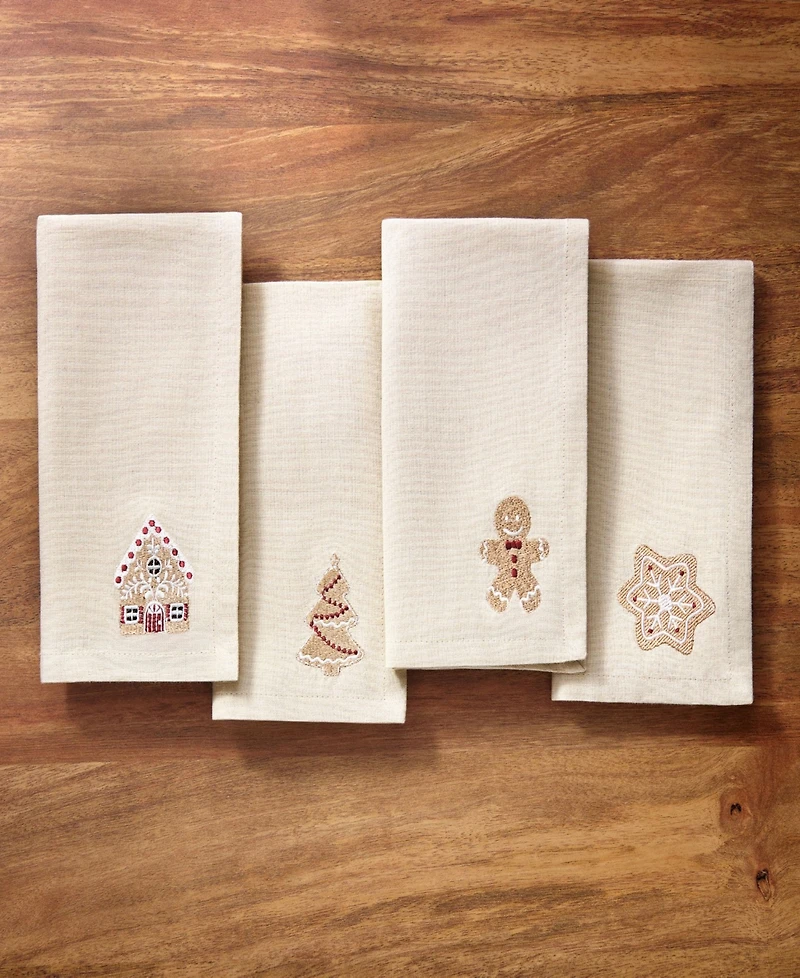 Elrene Gingerbread Bliss 4-Pc. Embroidered Napkin Set, 17" x 17"