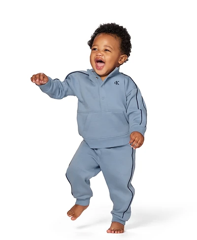 Calvin Klein Baby Boys 2-Piece Semi-Snap Sweatsuit and Joggers Set