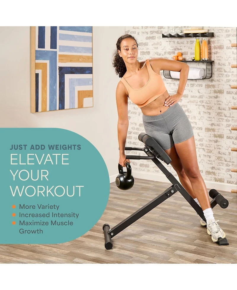 LifePro Adjustable Hyperextension Bench for Glutes, Hamstrings, and Lower Back - Foldable Home Gym Equipment