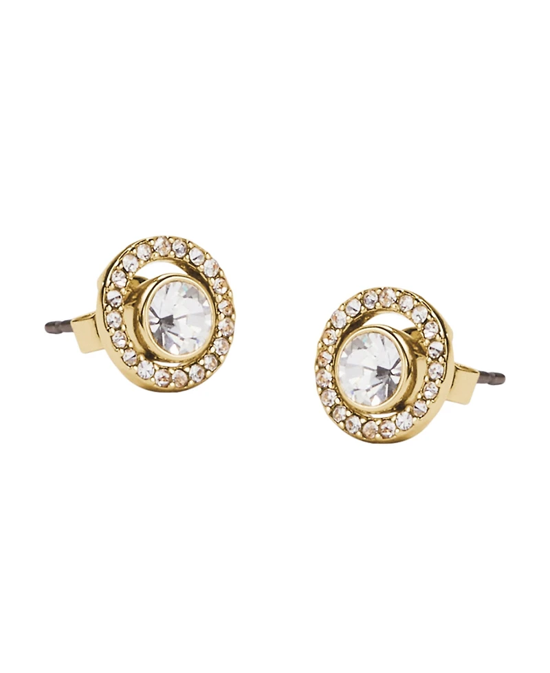 Coach Faux Stone Pave Halo Stud Earrings