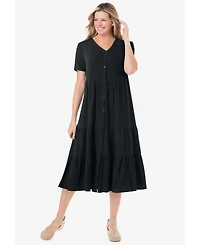 Woman Within Woman's Plus Gauze Tiered Dress