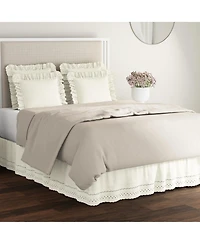 Fresh Ideas Ruffled Eyelet 14" Drop Bed Skirt, Queen
