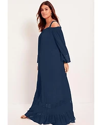 June + Vie Women's Off-The-Shoulder Maxi Dress