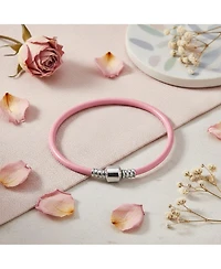 Bling Jewelry Pink Leather Strand Bracelet Bead Charms Silver Clasp