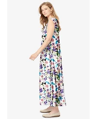 Woman Within Plus Pintucked Sleeveless Dress