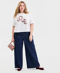 On 34th Trendy Plus Love Is The Air Graphic T-Shirt, Macy's Exclusive