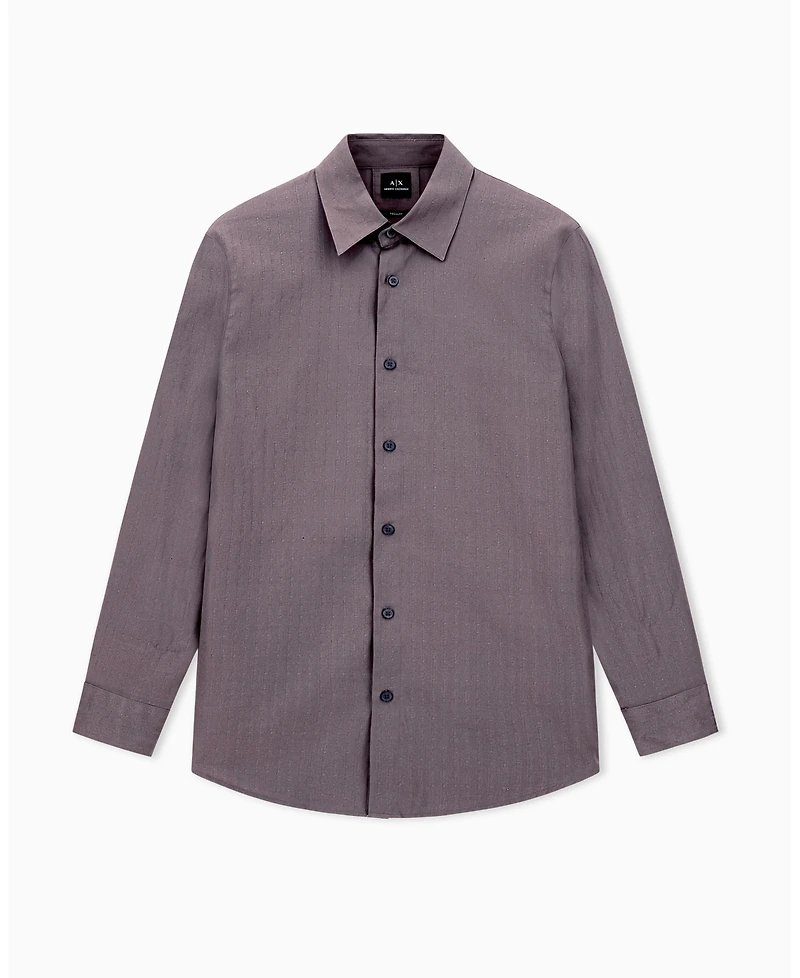 A|X Armani Exchange Men's Cotton Jacquard Wording Graphic Shirt