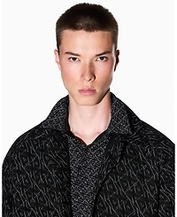 A|X Armani Exchange Men's Long Sleeve Poplin Allover Logo Woven Shirt