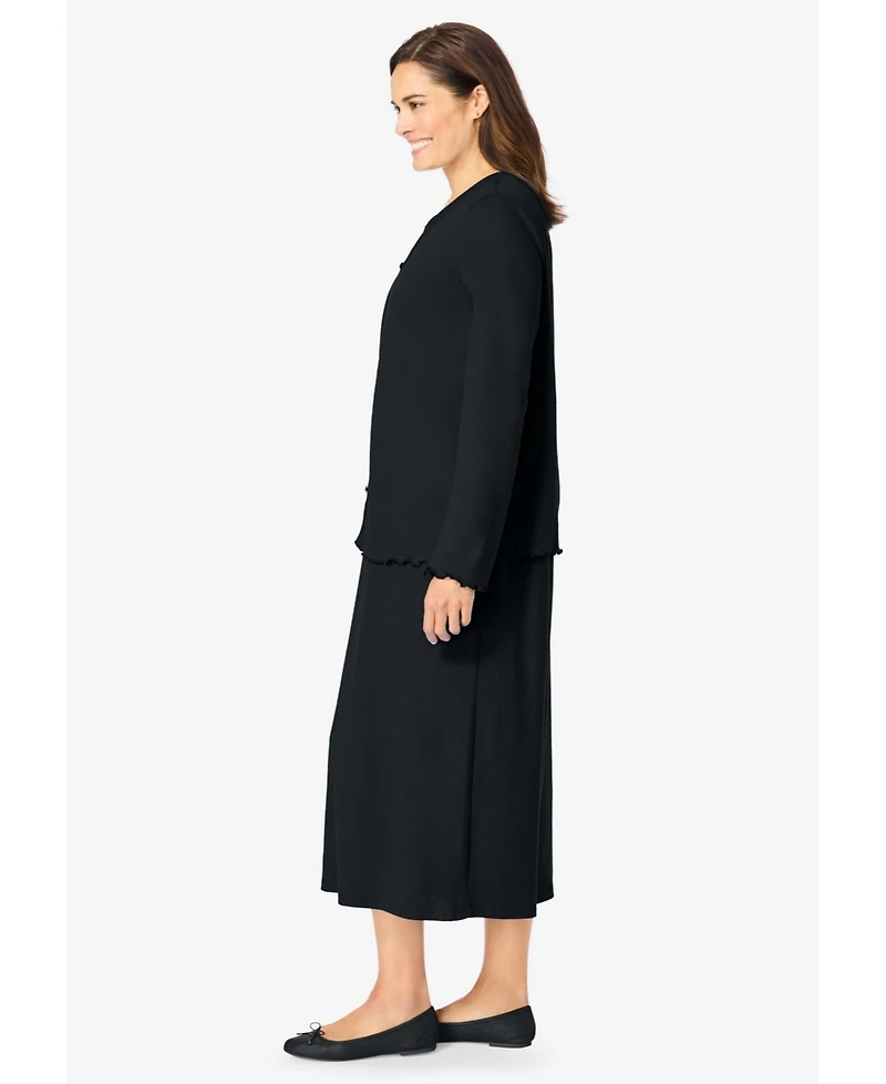 Woman Within Women's Lettuce Trim Knit Jacket Dress