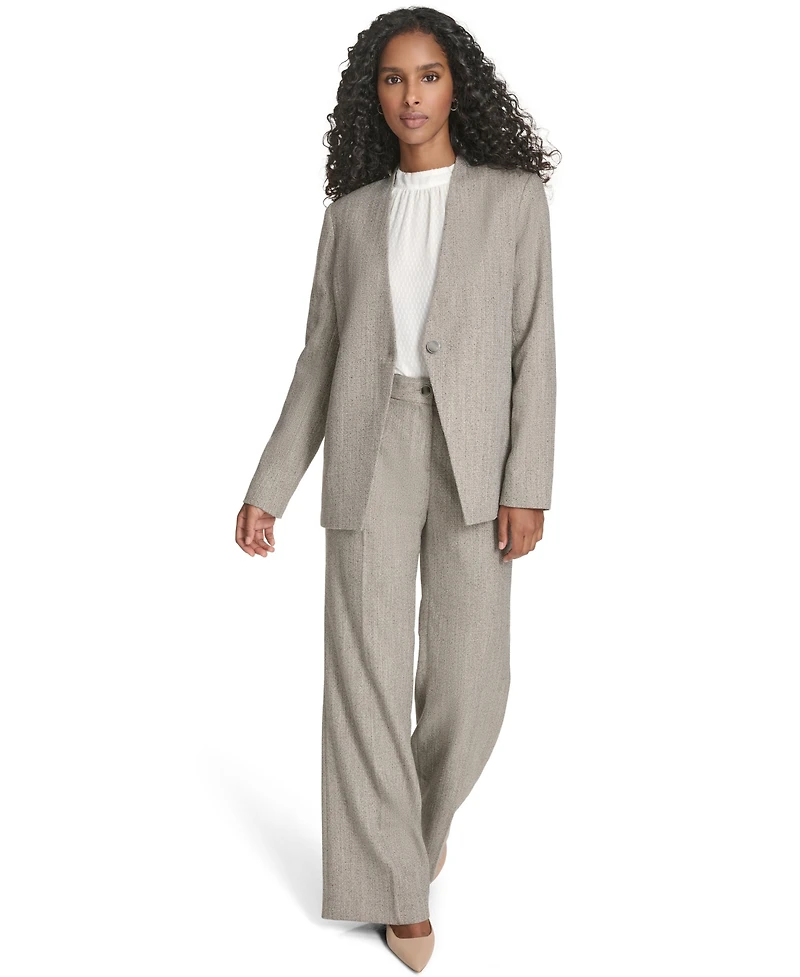 Calvin Klein Women's Novelty One Button Collarless Jacket