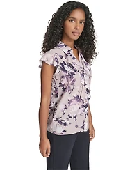 Calvin Klein Women's Printed Ruffle Detail Top