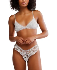 Free People Women's Save The Date Lace and Mesh Low-Rise Thongs