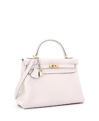 Pre-Owned Hermes Kelly 32 Handbag Light Togo with Gold Hardware