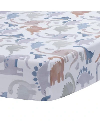 Lambs & Ivy Dino-Might 100% Cotton Dinosaur Baby/Toddler Fitted Crib Sheet